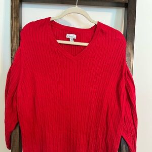 Kim Rogers Women's V-Neck Sweater in Bold Red